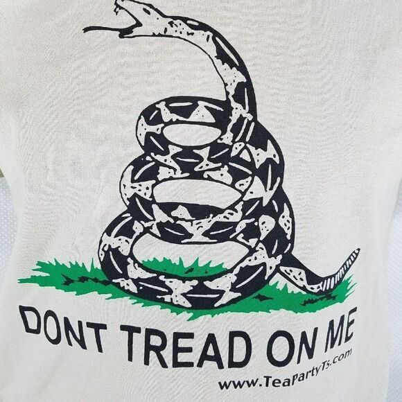 Tea Party Shirt Dont Tread On Me Political Tan Beige Tshirt M - Picture 2 of 6